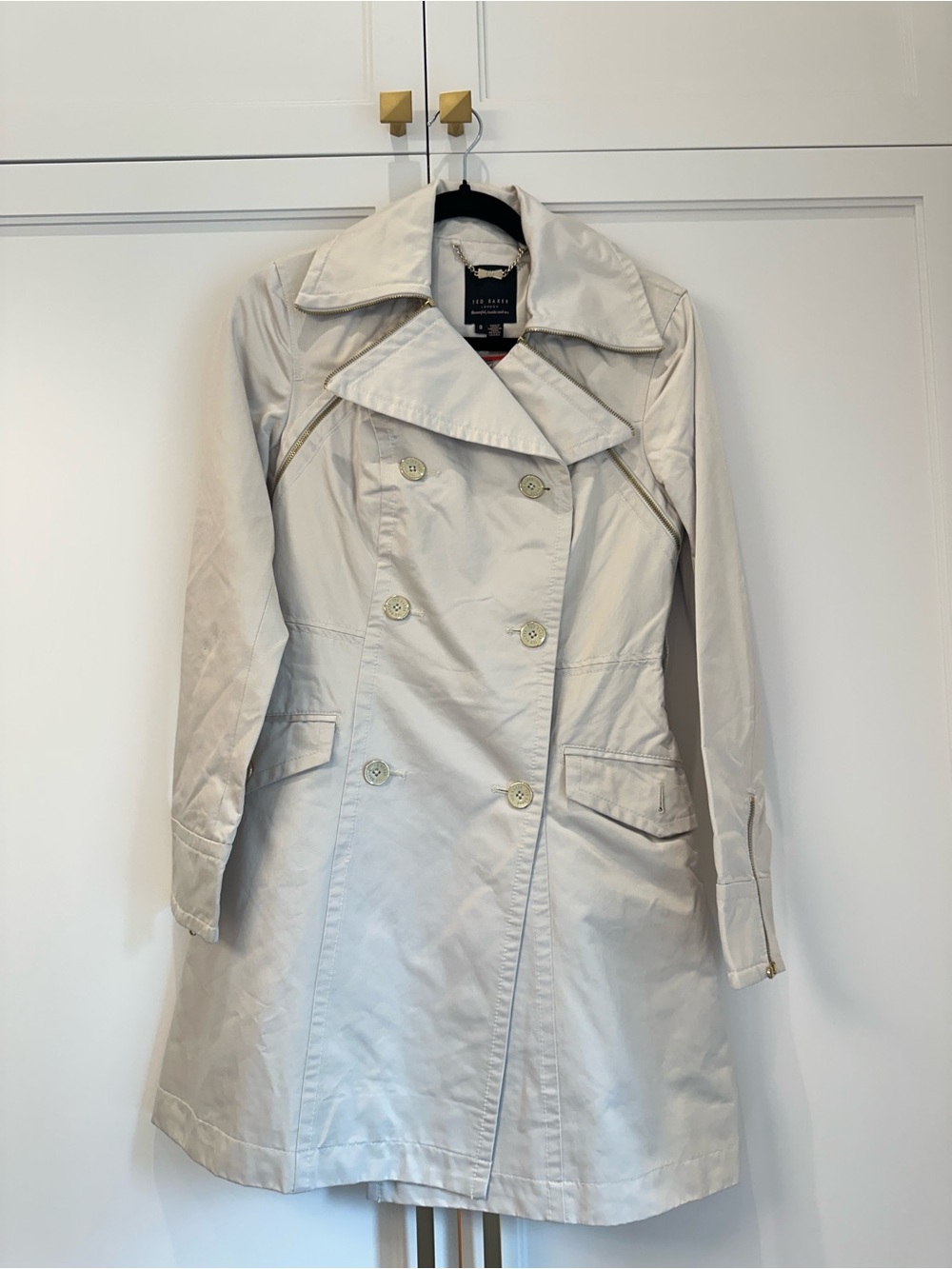 Ted Baker Cream Double-Breasted Trench Coat